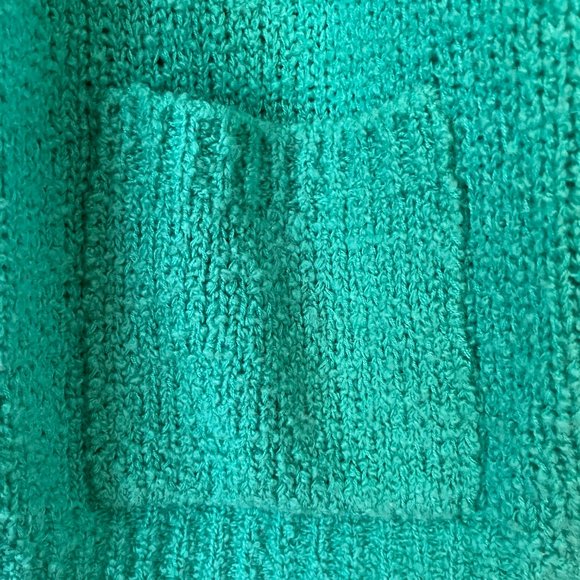 Bonnie Lee Leroy Sz XL Seafoam Green Open Front Acrylic Knit Cardigan Sweater - Picture 7 of 13